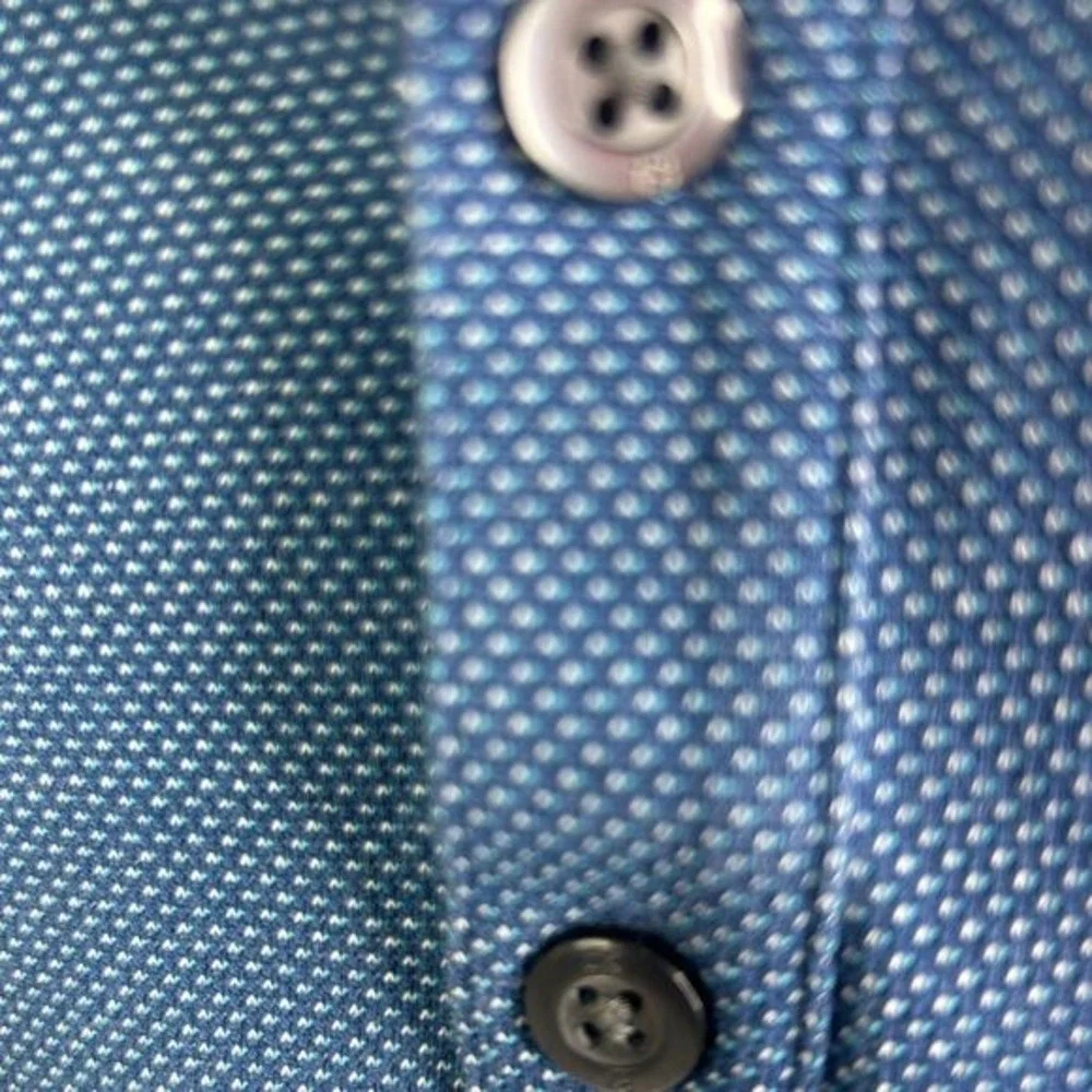 Banana‎ Republic BR+ Mens L Performance Pique Polo Golf Shirt Blue Cotton Fit